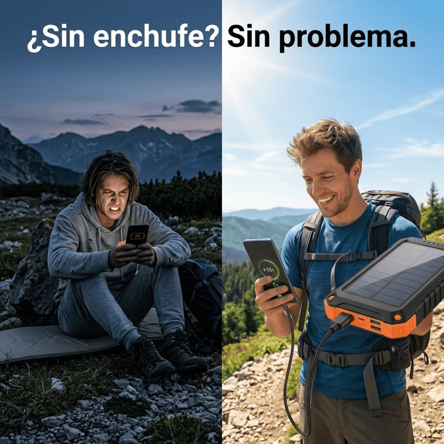 Cargador Portátil Solar con Linterna y Brújula